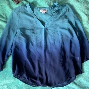Blue ombré silk blouse